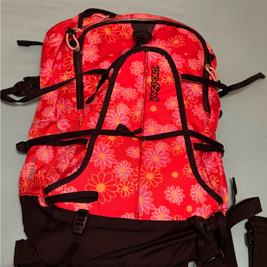 Jansport Vibrant Red Floral Hiking H2o Backpack
